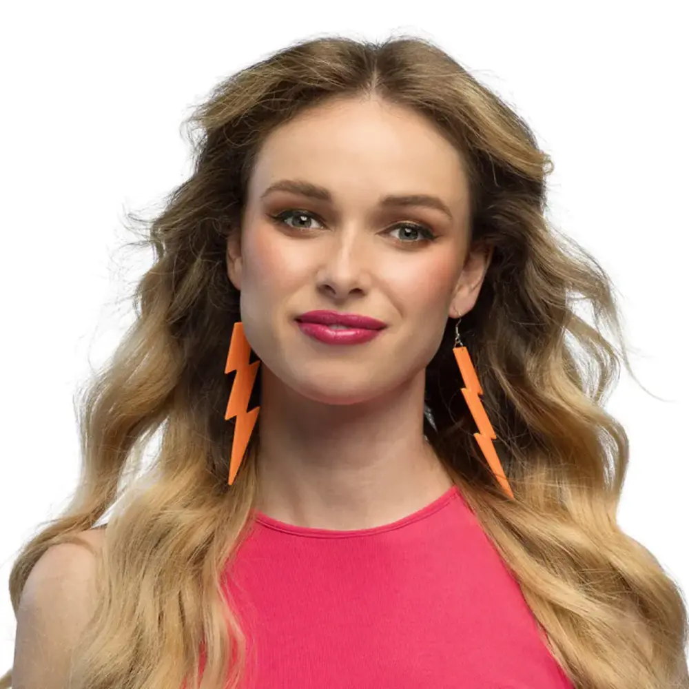 Boland Neon Oranje Flash Oorbellen | per paar Boland Neon Oranje Flash Oorbellen | per paar