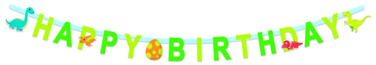 WeFiesta Dinosaurier-Buchstabengirlande „Alles Gute zum Geburtstag“, 160 cm | pro Stück