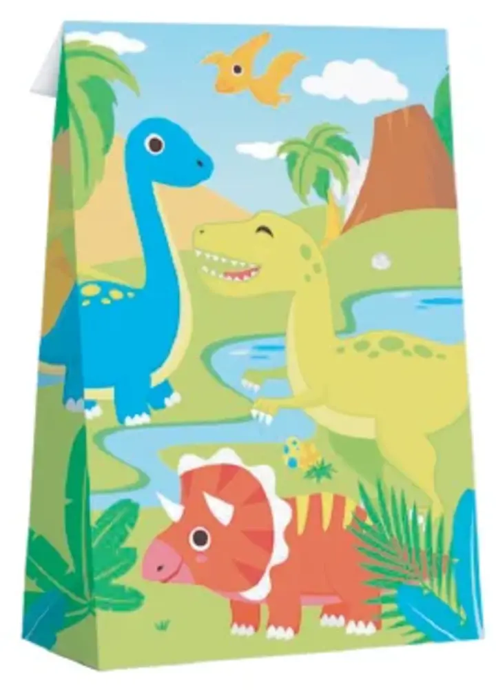 WeFiesta Sachets cadeaux dinosaures 13 x 24 cm | 8 pièces