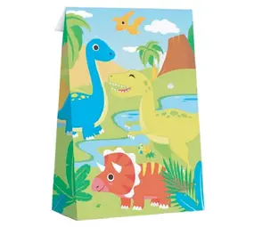 WeFiesta Sachets cadeaux dinosaures 13 x 24 cm | 8 pièces