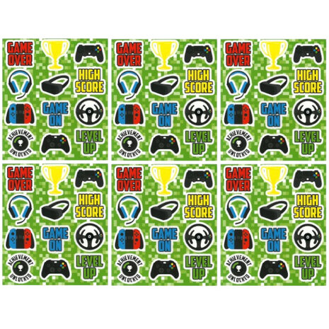 Henbrandt Gamer Stickervelletje 12x10cm | 12 velletjes Henbrandt Gamer Stickervelletje 12x10cm | 12 velletjes