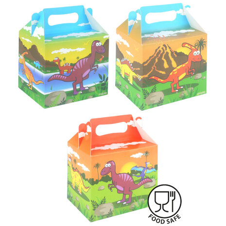 Henbrandt Dinosaurier-Gastgeschenkbox 14 x 9,5 x 12 cm | 12 Stück