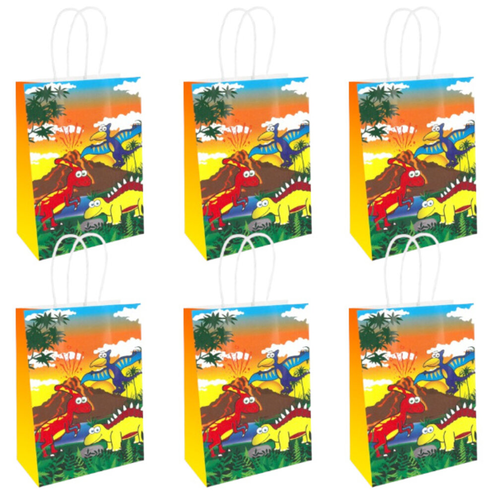 Henbrandt Sachets cadeaux dinosaures 16 x 22 x 8 cm | 12 pièces
