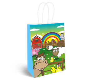 Henbrandt Partytüten mit Bauernhoftiermotiven, 16 x 22 x 8 cm | 12 Stück