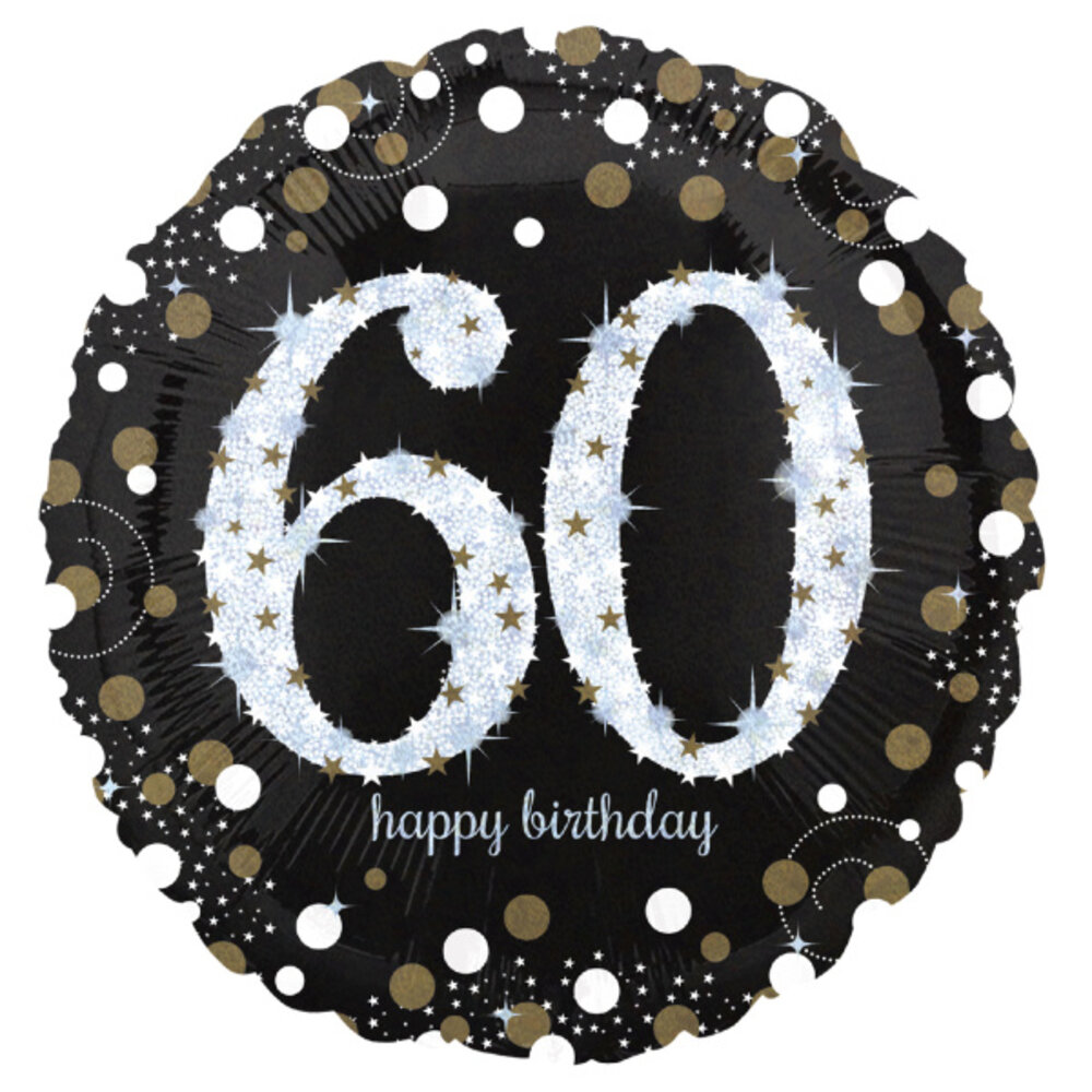 Anagram Heliumballon „60 Jahre“ – Funkelndes Gold, leer, 45 cm | pro Stück