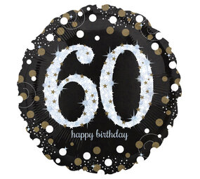 Anagram Helium Balloon 60 Years Sparkling Gold Empty 45cm | per piece