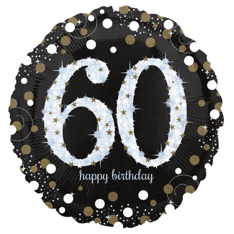 Anagram Helium Balloon 60 Years Sparkling Gold Empty 45cm | per piece