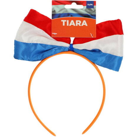Folat Tiara Oranje met Strik Rood Wit Blauw | per stuk Folat Tiara Oranje met Strik Rood Wit Blauw | per stuk