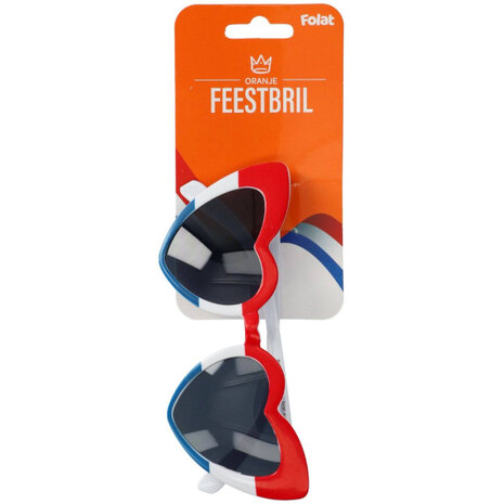 Folat Bril Hart Rood Wit Blauw | per stuk Folat Bril Hart Rood Wit Blauw | per stuk
