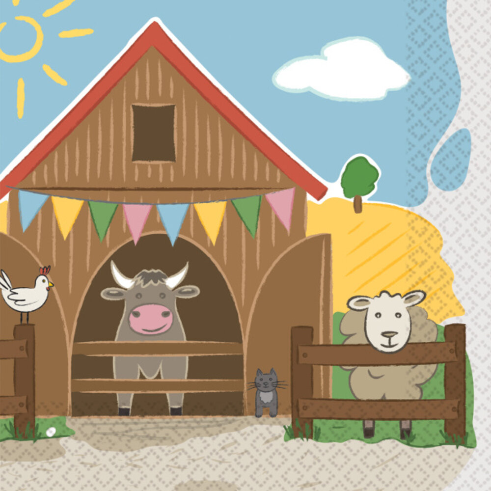 Riethmüller Servetten Boerderij Feestje 33x33cm | 16 stuks Riethmüller Servetten Boerderij Feestje 33x33cm | 16 stuks