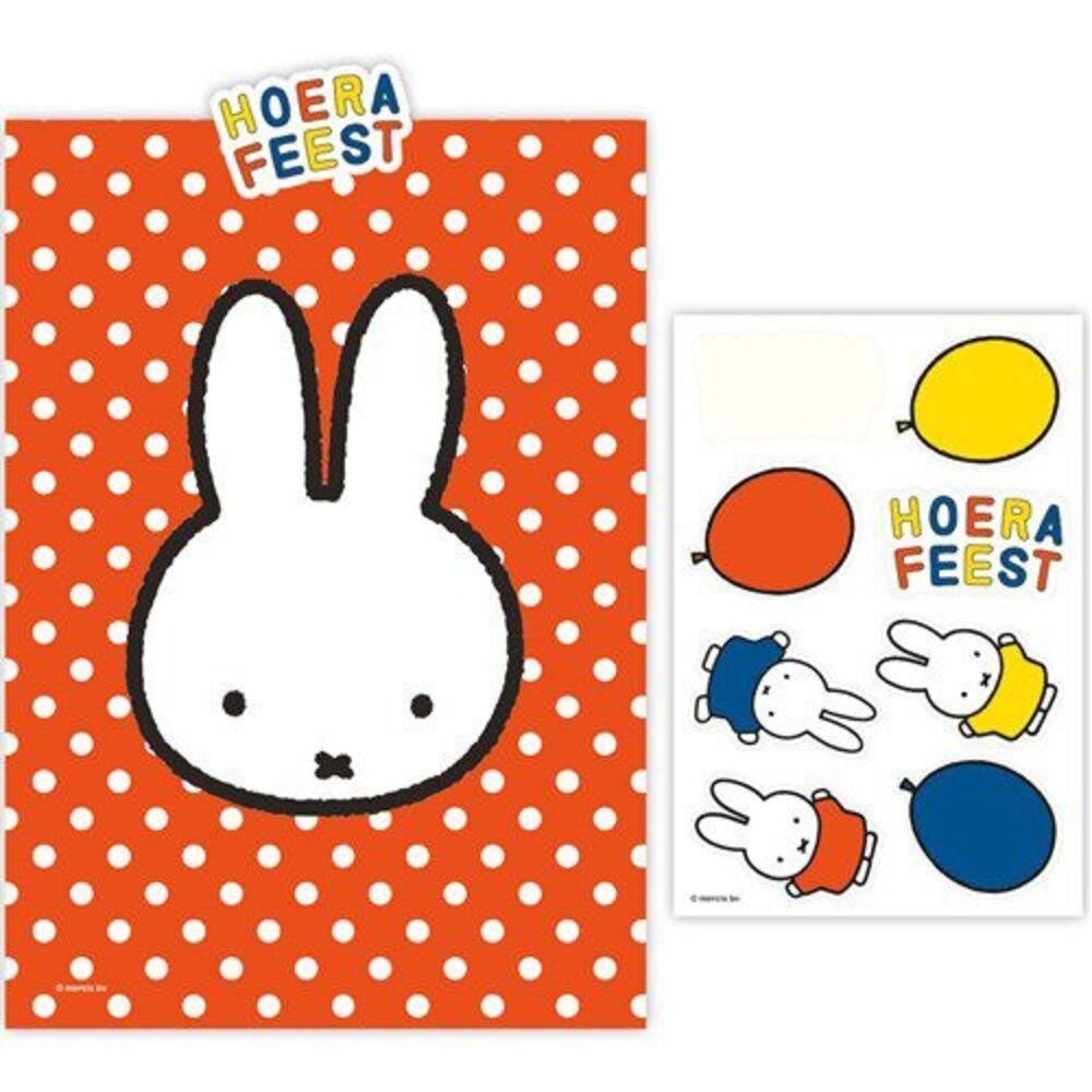 Haza - Witbaard Sachets cadeaux Miffy avec autocollants 20 x 13 cm | 6 pièces