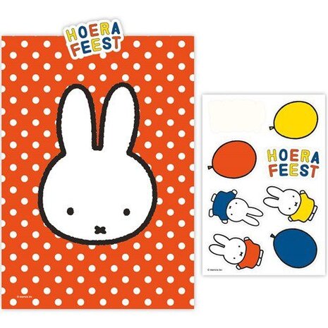 Haza - Witbaard Miffy Partytüten mit Aufklebern 20 x 13 m | 6 Stück
