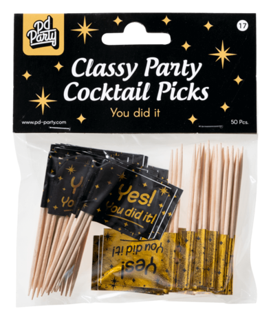 Paper Dreams Cocktail Prikkers Yes! You Dit It! Classy 6,5cm | 50 stuks Paper Dreams Cocktail Prikkers Yes! You Dit It! Classy 6,5cm | 50 stuks