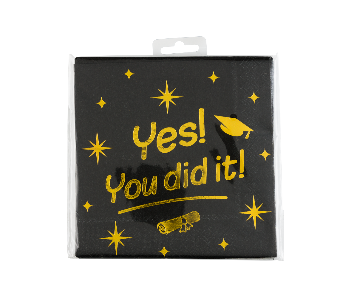Paper Dreams Geslaagd Servetten Yes! You Did It! Classy 33x33cm | 16 stuks Paper Dreams Geslaagd Servetten Yes! You Did It! Classy 33x33cm | 16 stuks