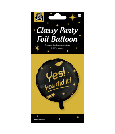 Paper Dreams Geslaagd Helium Ballon Yes! You did it! Classy 45cm | per stuk Paper Dreams Geslaagd Helium Ballon Yes! You did it! Classy 45cm | per stuk