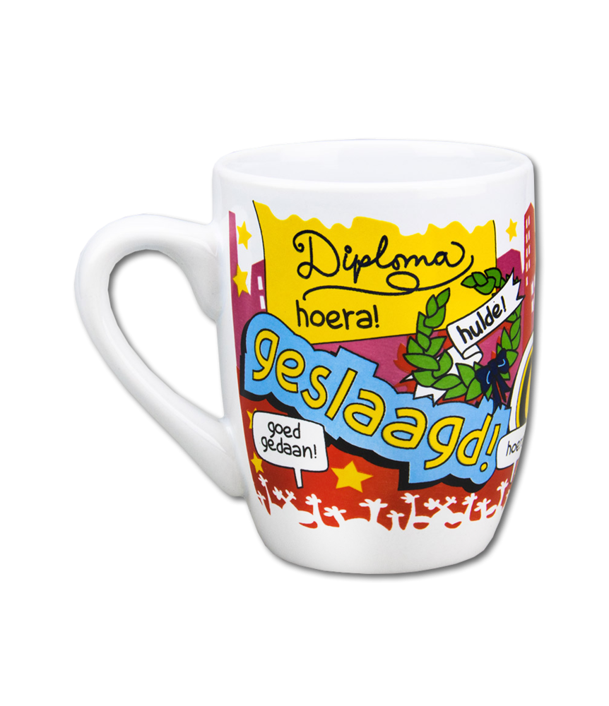 Paper Dreams Mok Geslaagd School 12cm | per stuk Paper Dreams Mok Geslaagd School 12cm | per stuk