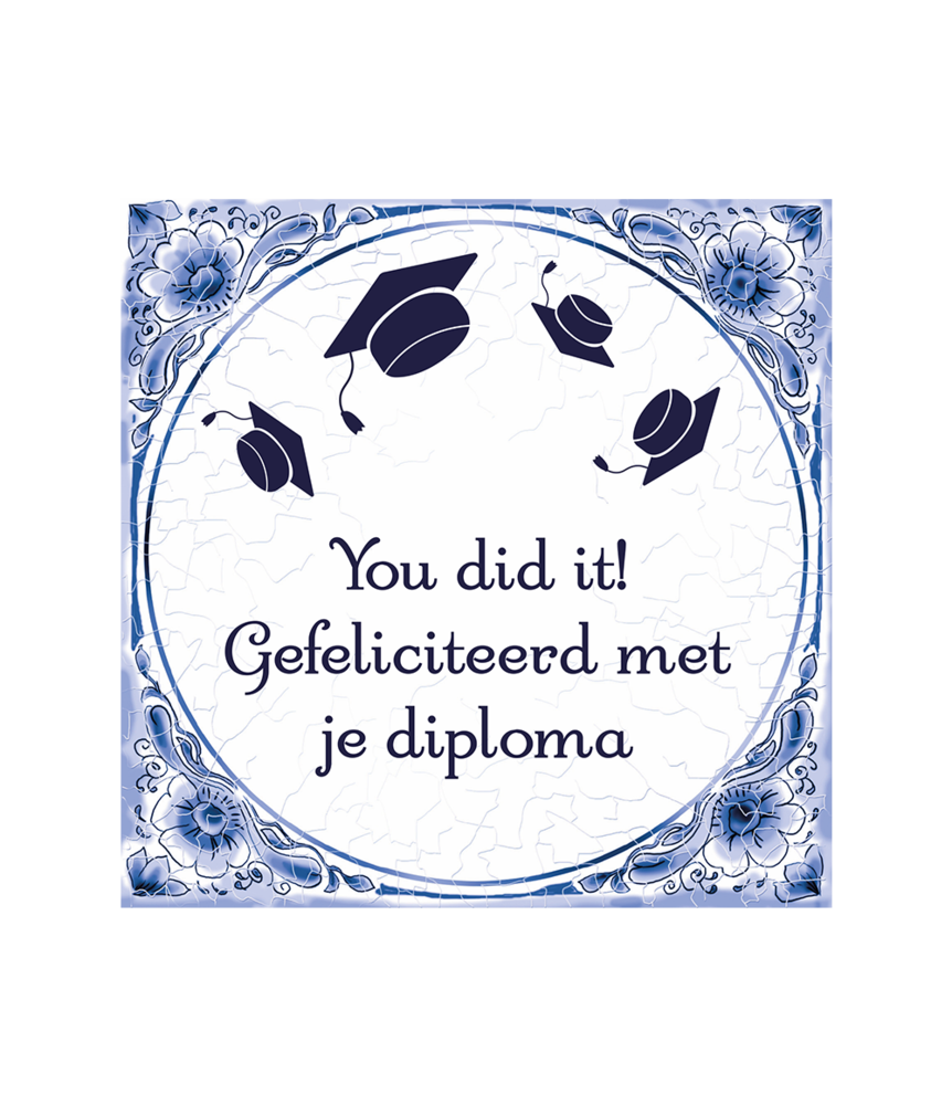 Paper Dreams Tegel Delfts Blauw Geslaagd You Did It | 15x15cm Paper Dreams Tegel Delfts Blauw Geslaagd You Did It | 15x15cm
