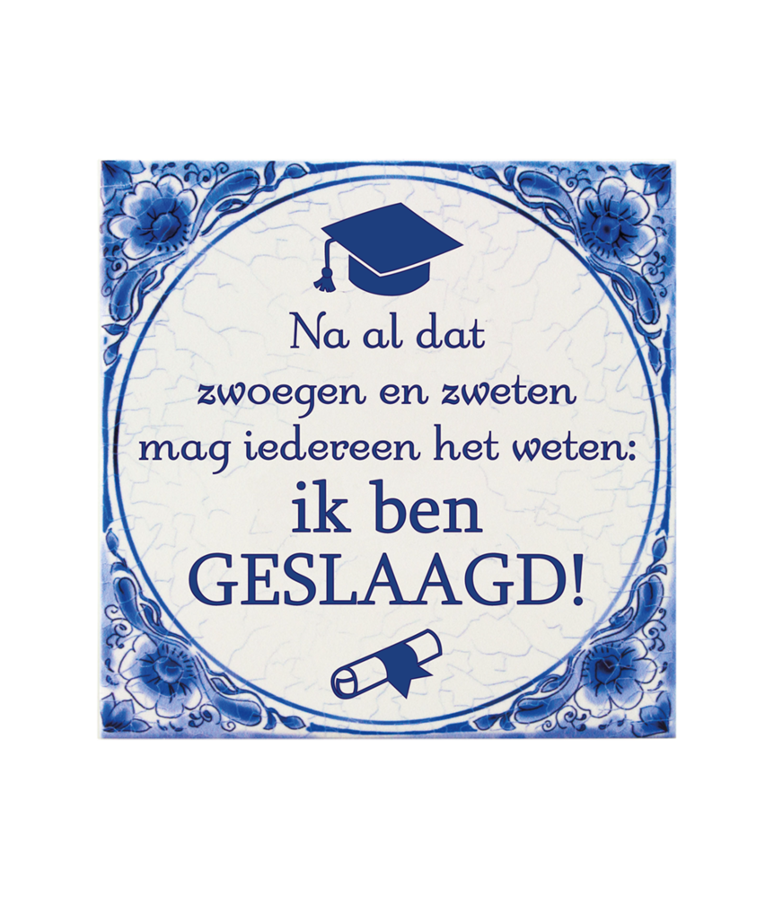 Paper Dreams Carreau bleu de Delft pour la remise des diplômes | 15 x 15 cm
