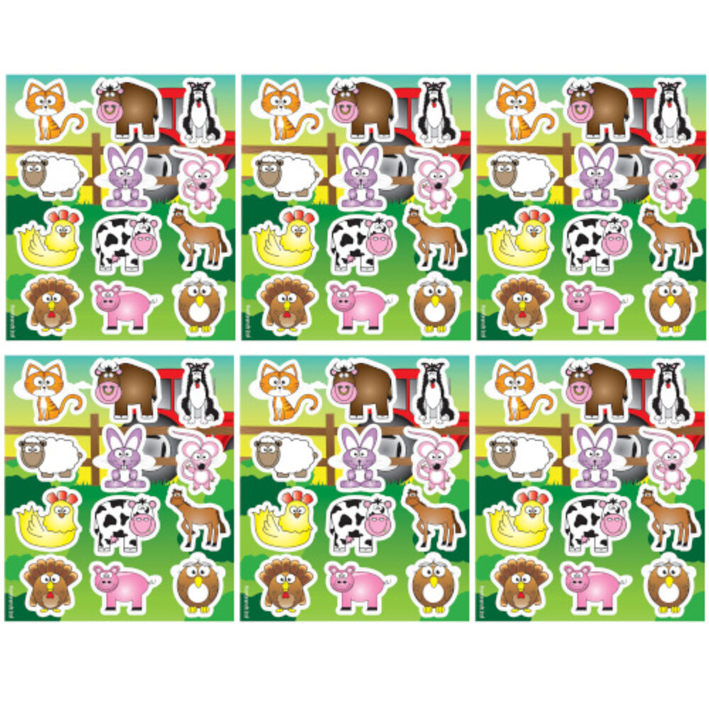 Henbrandt Planche d'autocollants Animaux de la ferme 12 x 10 cm | 12 feuilles