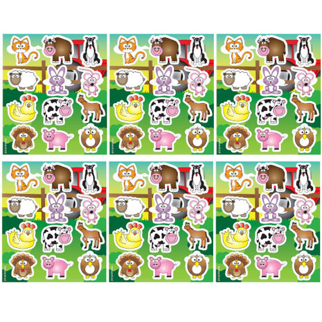 Henbrandt Planche d'autocollants Animaux de la ferme 12 x 10 cm | 12 feuilles