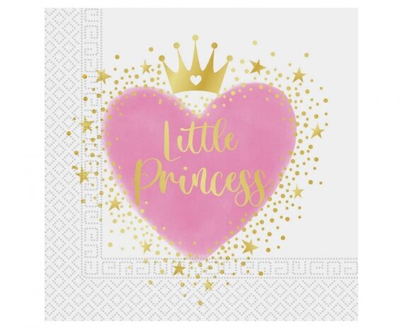 Procos Party Serviettes Petite Princesse 33x33cm | 20 pièces
