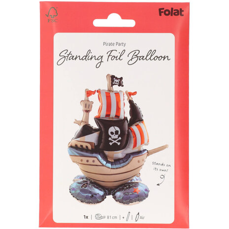 Folat Piraten Schip Staande Folieballon 70x81cm | per stuk