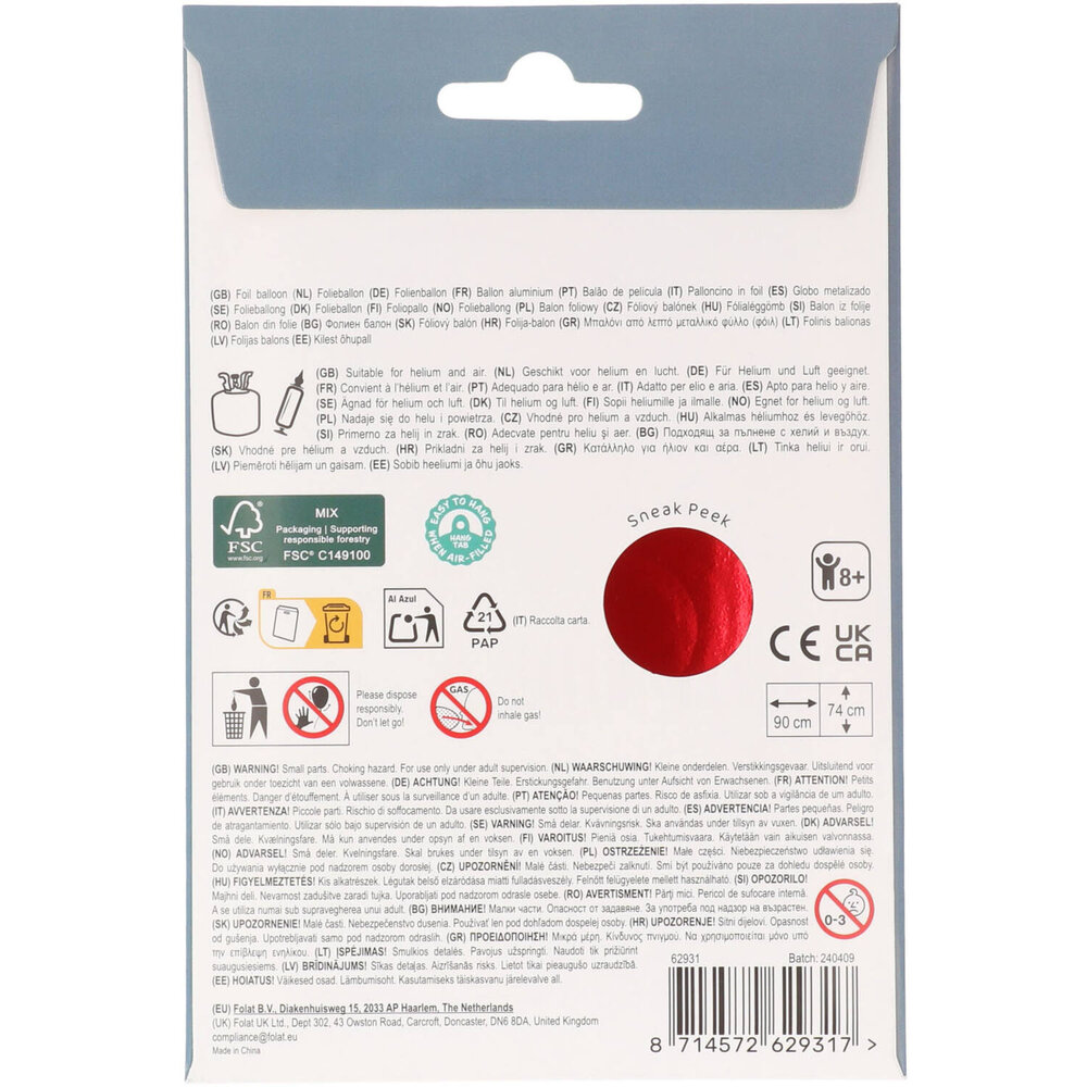 Folat Krab SuperShape Folie Ballon 93x75cm | per stuk