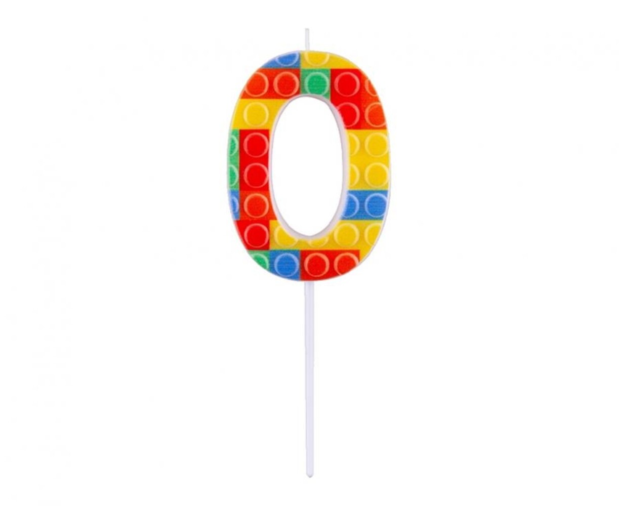 Godan Lego Kerze mit der Zahl 0, 3,5 x 10,5 cm | pro Stück
