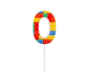 Godan Lego Cijfer 0 Kaars 3,5x10,5cm  | per stuk Godan Lego Cijfer 0 Kaars 3,5x10,5cm  | per stuk