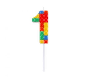 Godan Lego Cijfer 1 Kaars 3,5x10,5cm  | per stuk Godan Lego Cijfer 1 Kaars 3,5x10,5cm  | per stuk