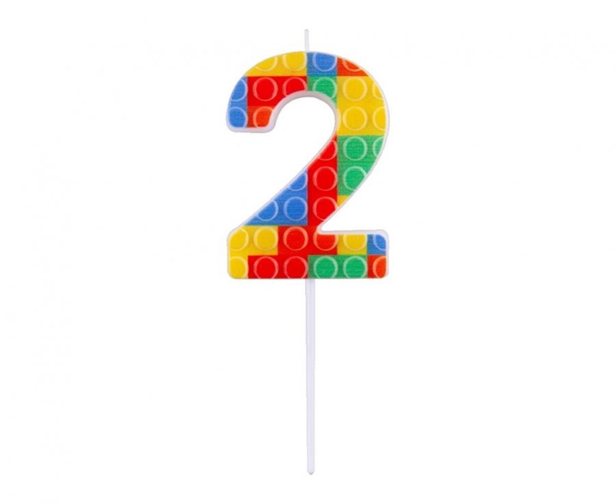Godan Bougie Lego numéro 2 3,5 x 10,5 cm | à l'unité