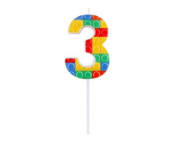 Godan Lego Number 3 Candle 3.5x10.5cm | per piece