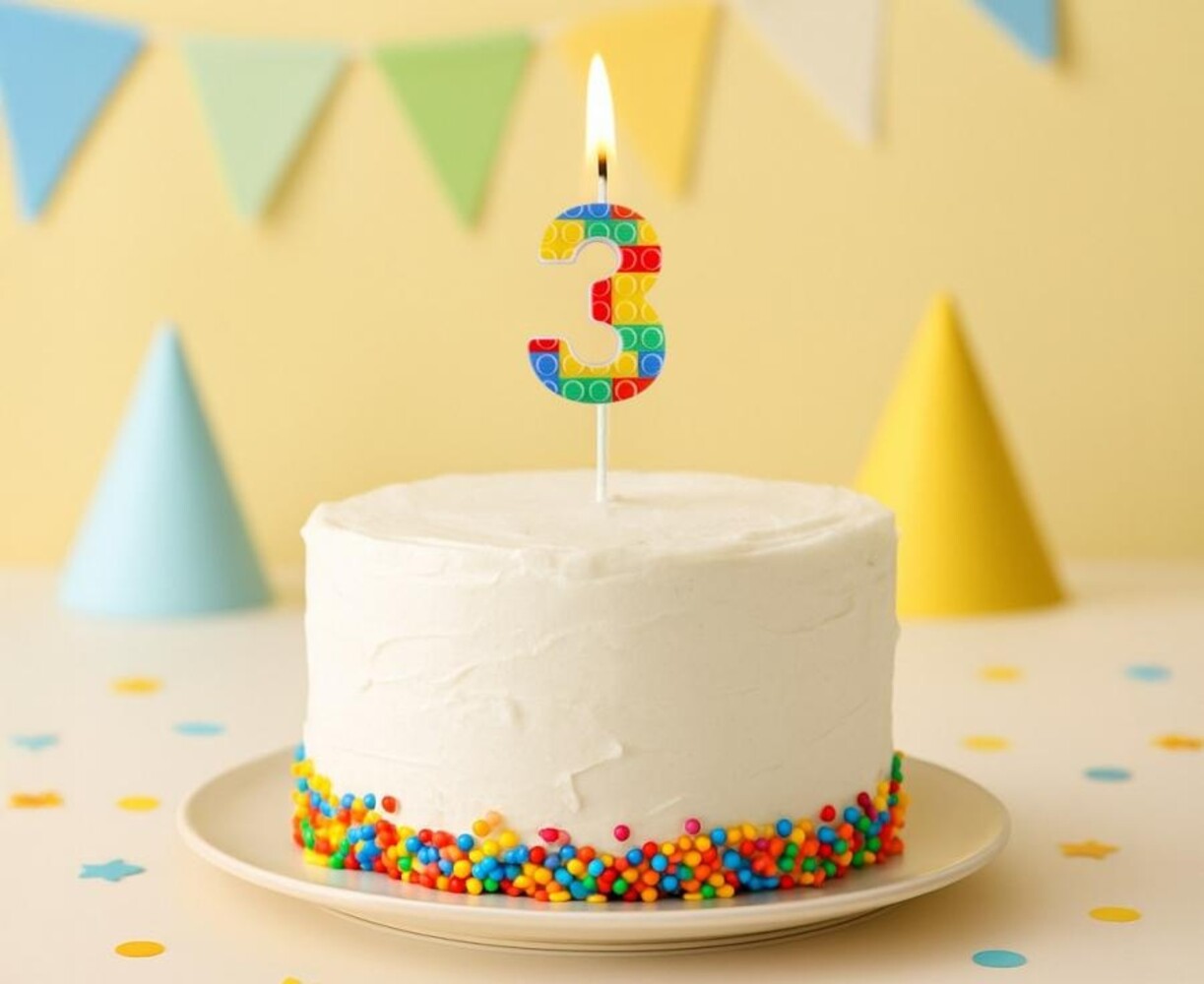 Godan Lego Cijfer 3 Kaars 3,5x10,5cm  | per stuk