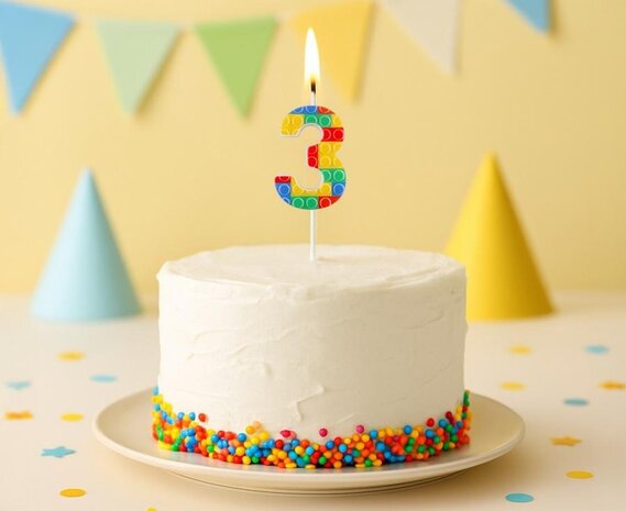 Godan Lego Number 3 Candle 3.5x10.5cm | per piece