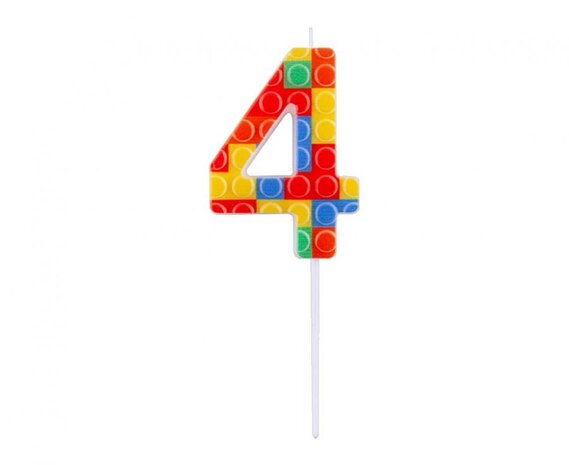 Godan Bougie Lego numéro 4 3,5 x 10,5 cm | à l'unité