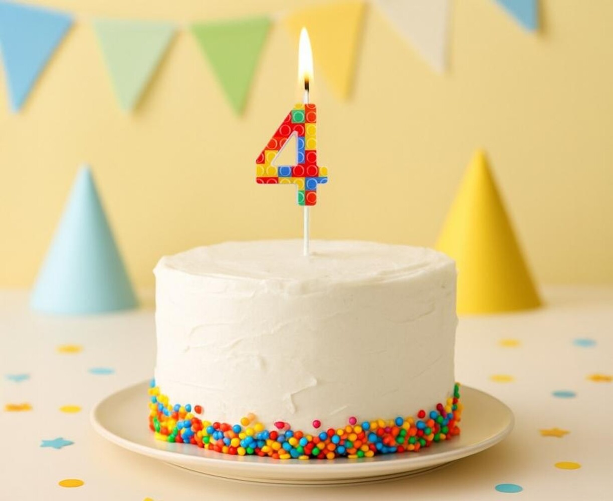 Godan Lego Number 4 Candle 3.5x10.5cm | per piece