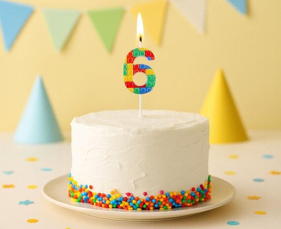 Godan Lego Kerze Nummer 6 3,5 x 10,5 cm | pro Stück