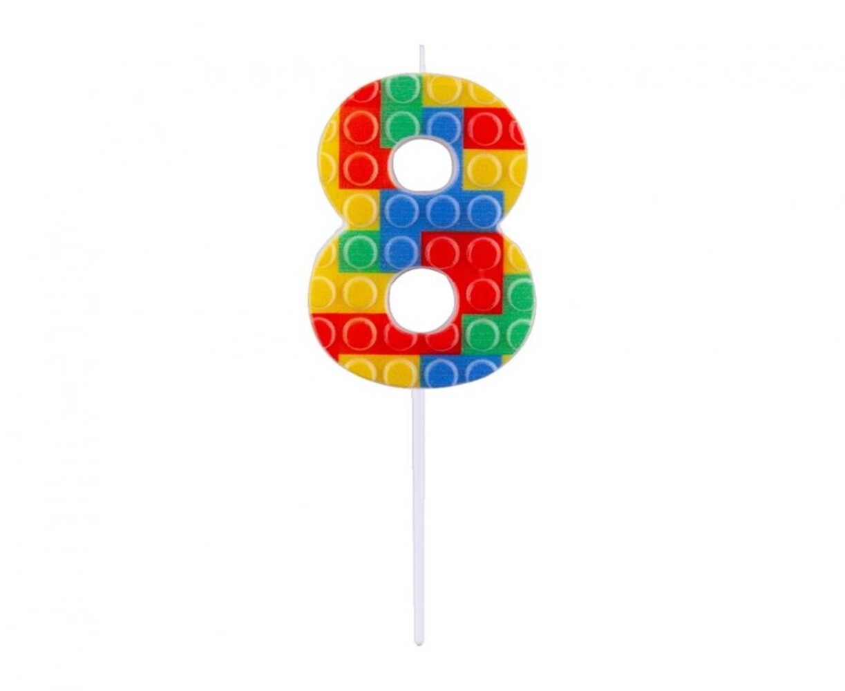 Godan Lego Kerze Nummer 8 3,5 x 10,5 cm | pro Stück