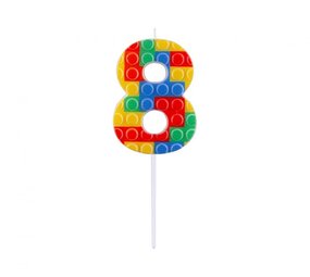 Godan Bougie Lego numéro 8 3,5 x 10,5 cm | à l'unité