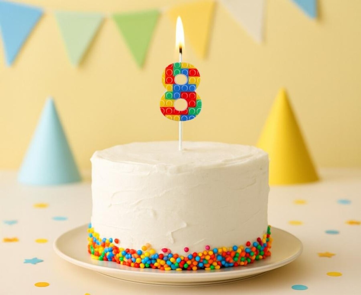 Godan Lego Cijfer 8 Kaars 3,5x10,5cm | per stuk Godan Lego Cijfer 8 Kaars 3,5x10,5cm | per stuk