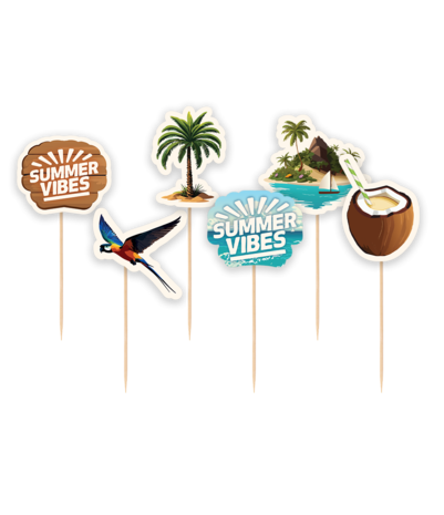 Paper Dreams Cocktail Prikkers Summer Vibes 6,5cm | 16 stuks