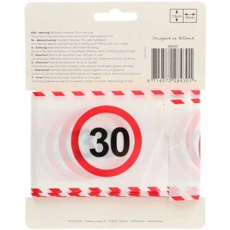 Folat Ruban de signalisation routière « 30 ans » | 15 mètres