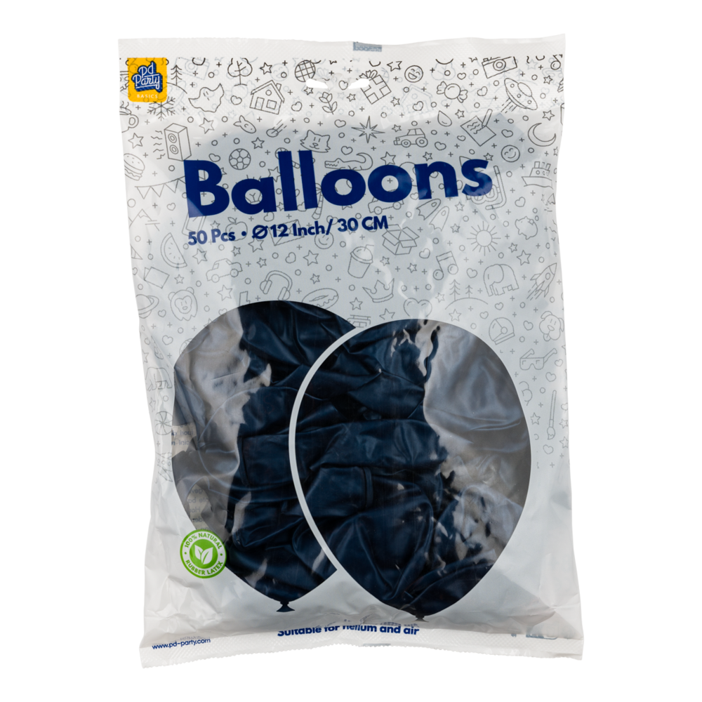 Paper Dreams Dunkelblaue Metallic-Luftballons, 30 cm | 10, 25, 50 oder 100 Stück
