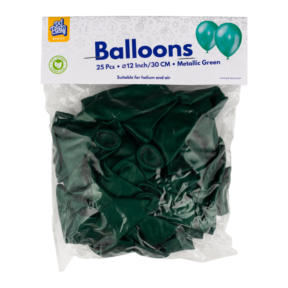 Paper Dreams Ballons métallisés vert foncé 30 cm | 10, 25, 50 ou 100 pièces