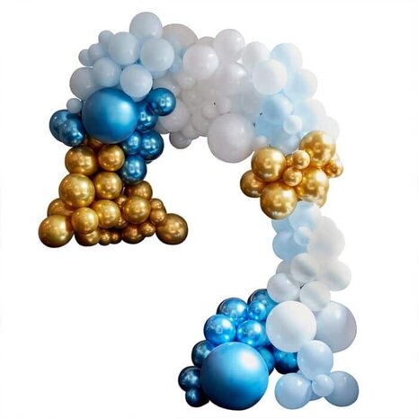 Ginger Ray Arche de ballons de luxe à monter soi-même, bleue et or chromé, 12 mètres | par kit