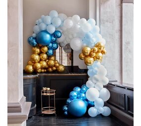 Ginger Ray Arche de ballons de luxe à monter soi-même, bleue et or chromé, 12 mètres | par kit