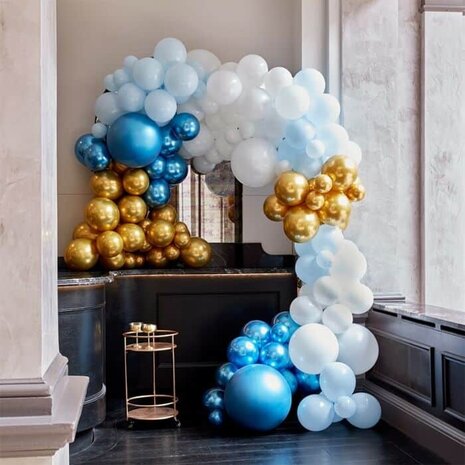 Ginger Ray Arche de ballons de luxe à monter soi-même, bleue et or chromé, 12 mètres | par kit