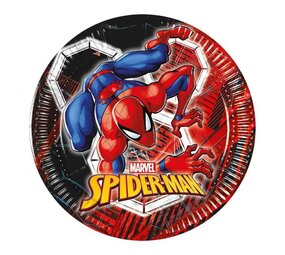 Procos Party Spiderman-Schilder „World of Webs“ 20 cm | 8 Stück