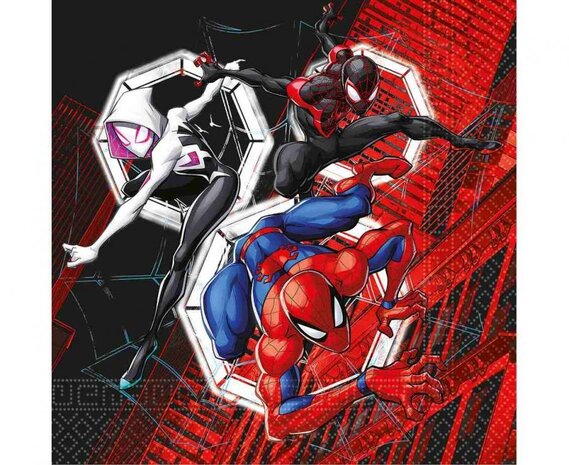 Procos Party Spiderman-Servietten „World of Webs“, 33 x 33 cm | 20 Stück