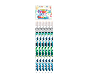 Henbrandt Voetbal Potloden met Gum 19cm | 6 stuks Henbrandt Voetbal Potloden met Gum 19cm | 6 stuks
